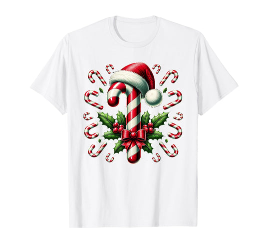 Christmas Candy Cane Crew Lights Red and White Candy Costume T-Shirt