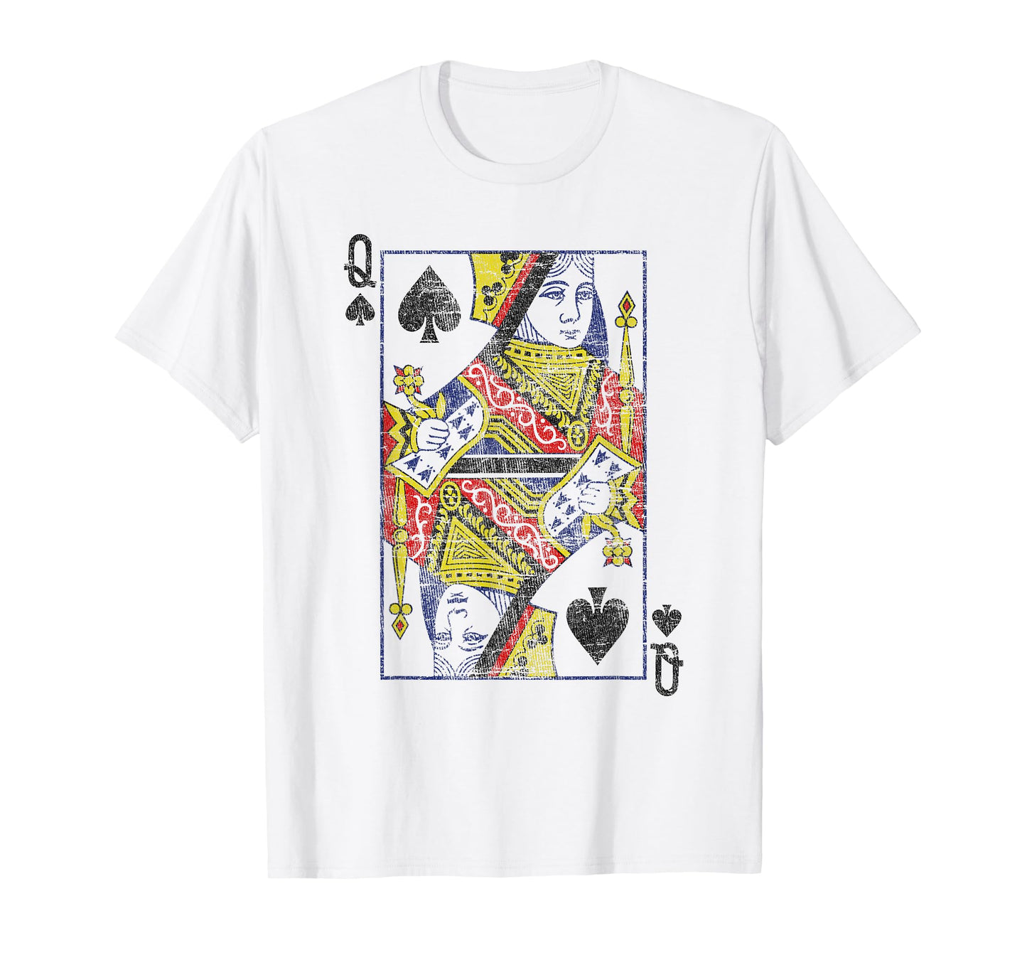 Lady of Spades Playing Cards Costume Poker Distressed T-Shirt