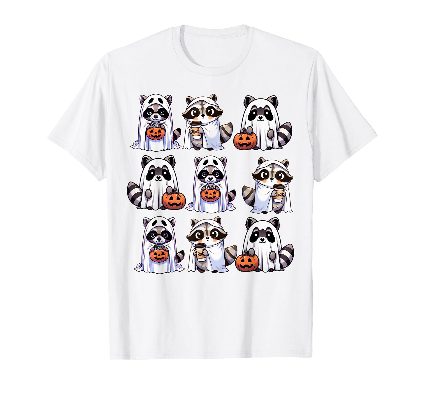 Cute Ghost Raccoon Funny Halloween Outfit Costumes Raccoon T-Shirt
