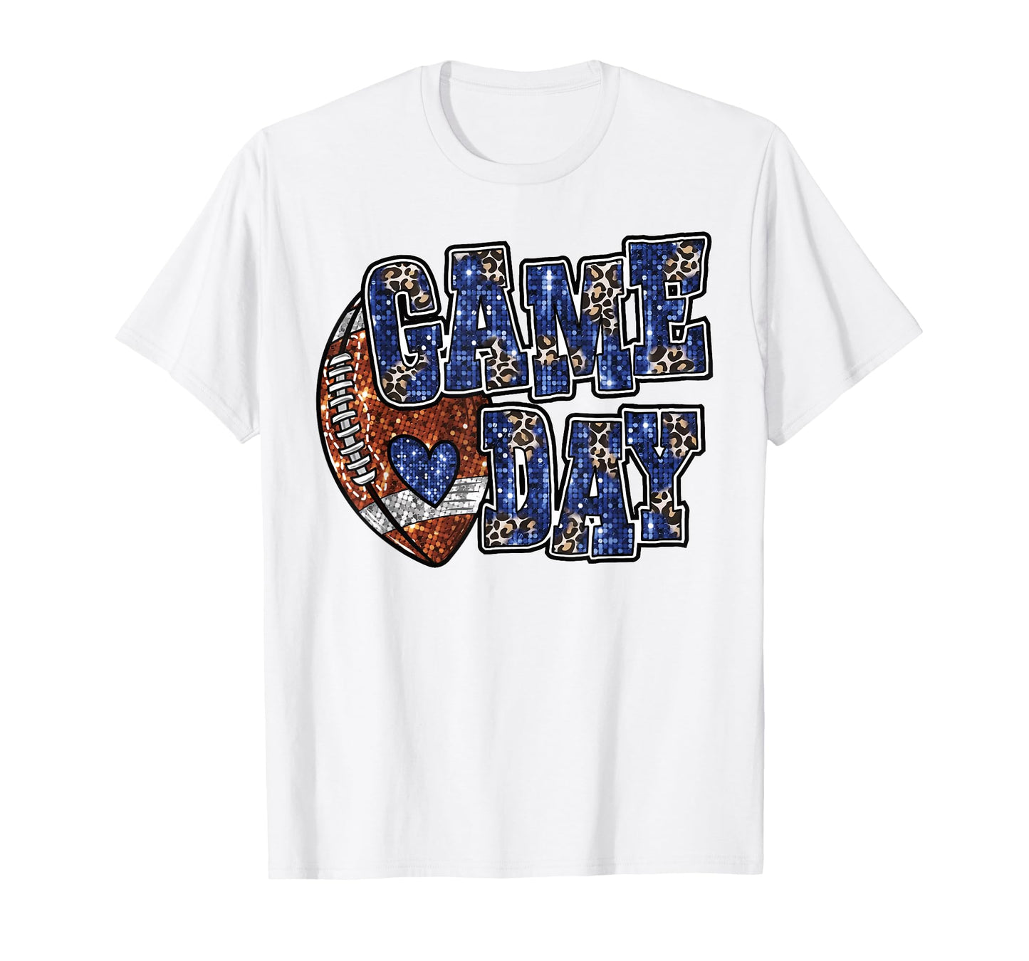 Game Day Leopard Football Bling Bling Football Lover T-Shirt