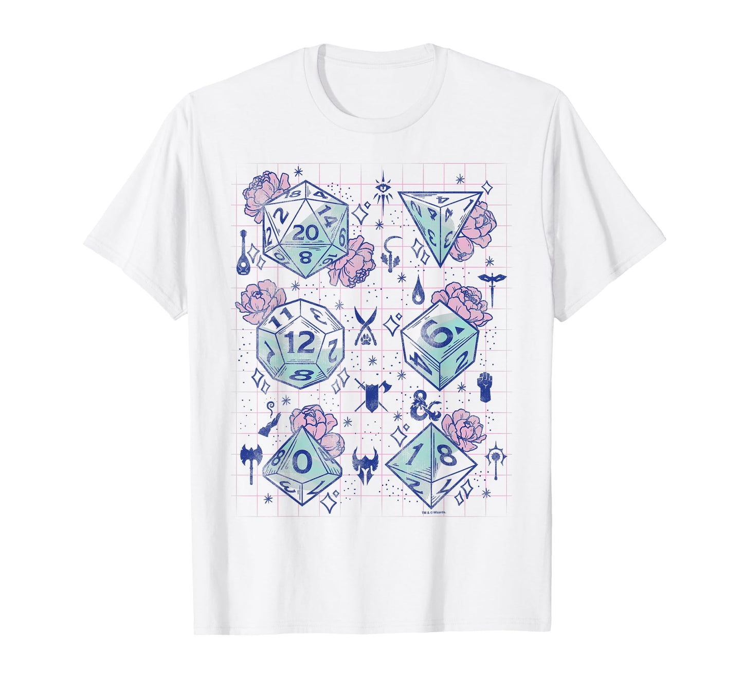 Dungeons & Dragons Floral Dice Grid T-Shirt
