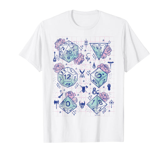 Dungeons & Dragons Floral Dice Grid T-Shirt