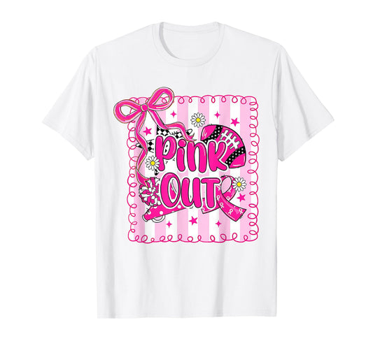 Football Pink Out Team Breast Cancer Awareness Month T-Shirt