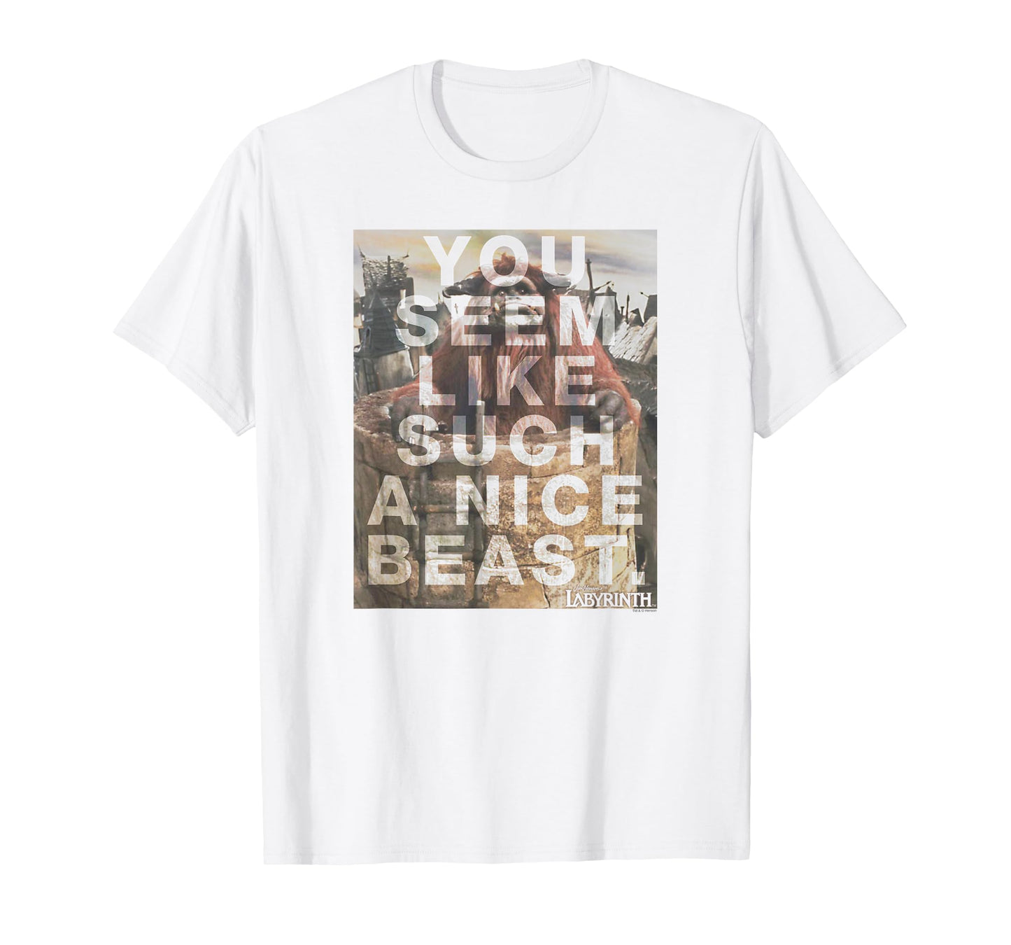 Labyrinth Official Licensed Grey Nice Beast T-Shirt, Unisex-Adults, Short Sleeve, Small