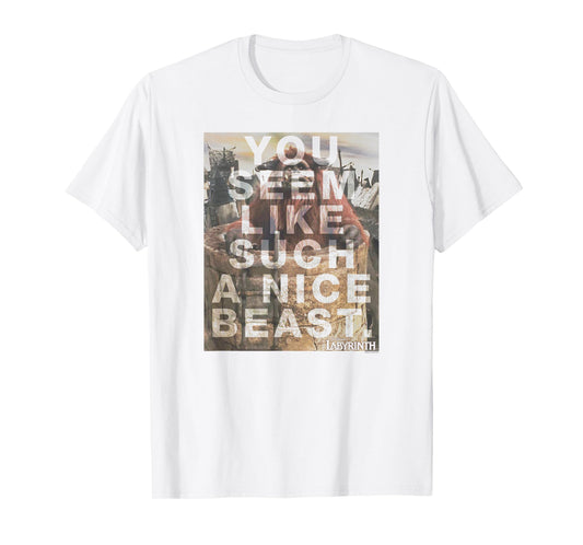 Labyrinth Official Licensed Grey Nice Beast T-Shirt, Unisex-Adults, Short Sleeve, Small