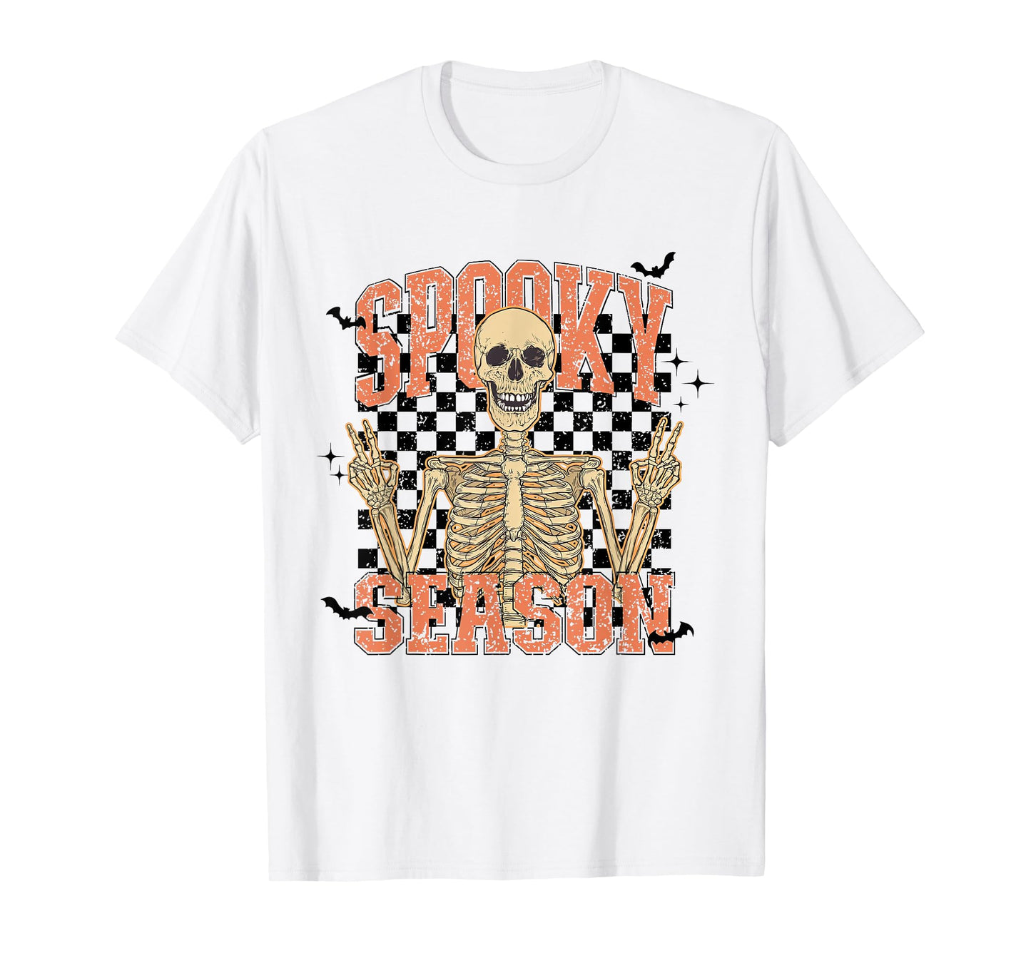 Retro Groovy Halloween Spooky Season Skull Spooky Skeleton T-Shirt