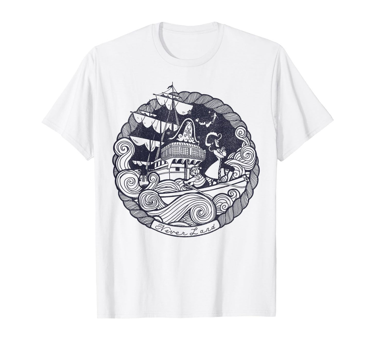Disney Peter Pan Captain Hook Ship Stamp Graphic T-Shirt T-Shirt