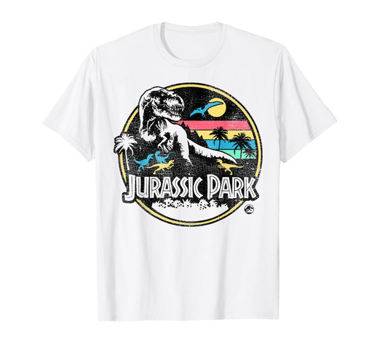Jurassic Park Striped Retro T-Rex T-Shirt
