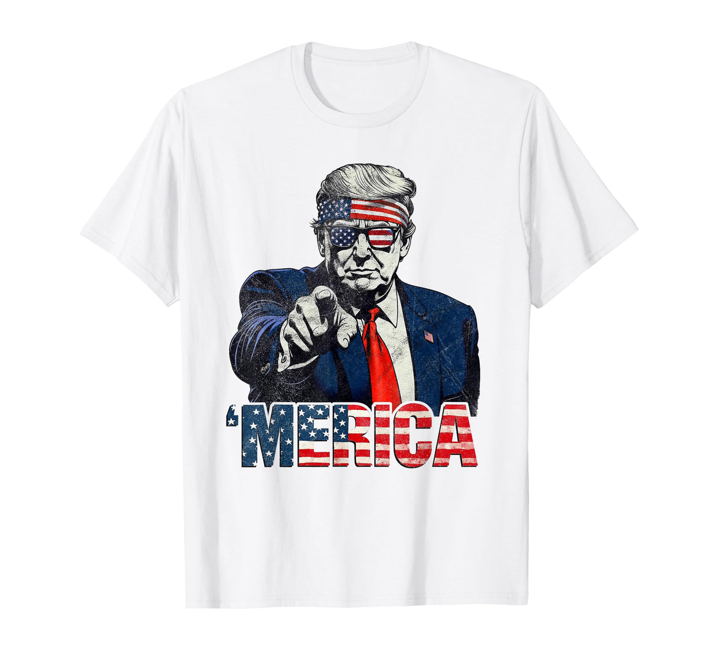 Happy 4th of July 'Merica Trump American Flag USA T-Shirt