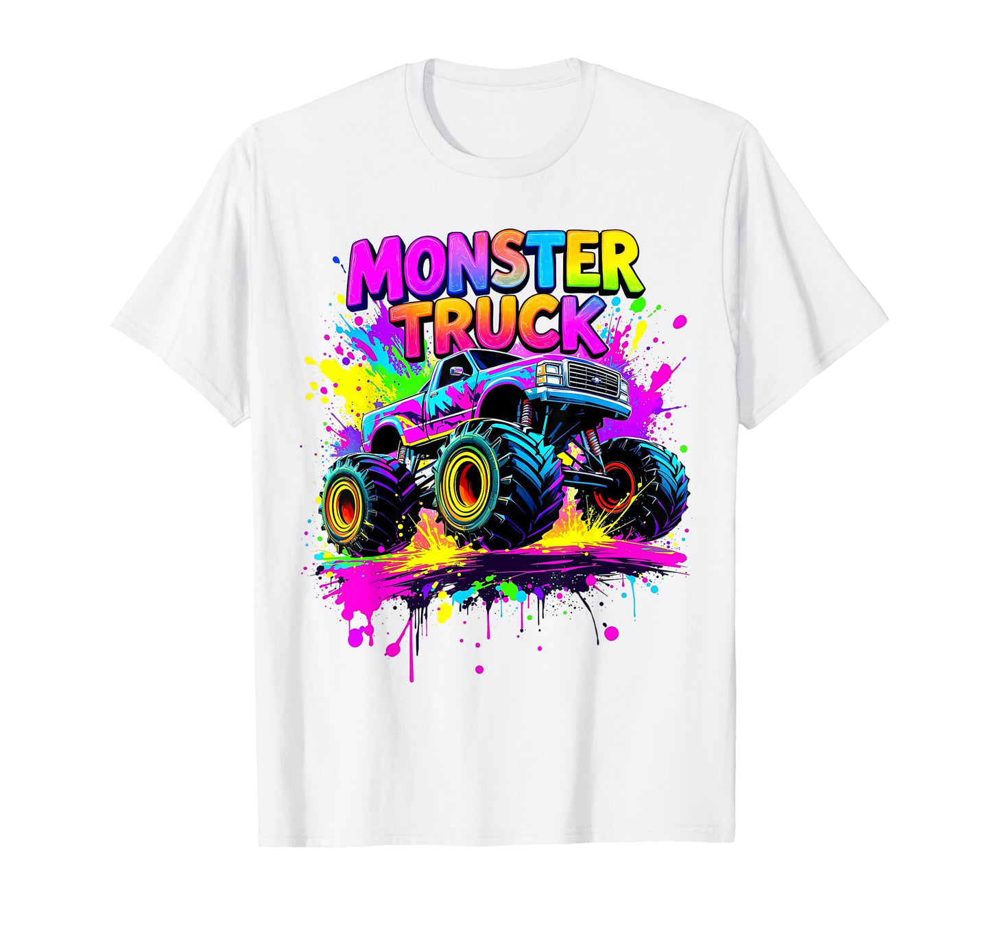 Monster Truck Retro Colorful Kids Boys Girls Men Women T-Shirt
