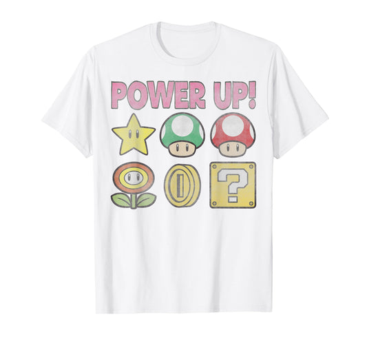 Nintendo Super Mario Power-Up Icons Vintage Graphic T-Shirt T-Shirt