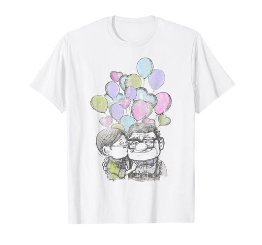 Disney Pixar Up Valentine's Day Carl and Ellie Heart Vintage T-Shirt