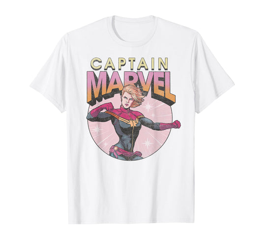 Marvel Comics Captain Marvel Distressed Vintage Circle Logo T-Shirt