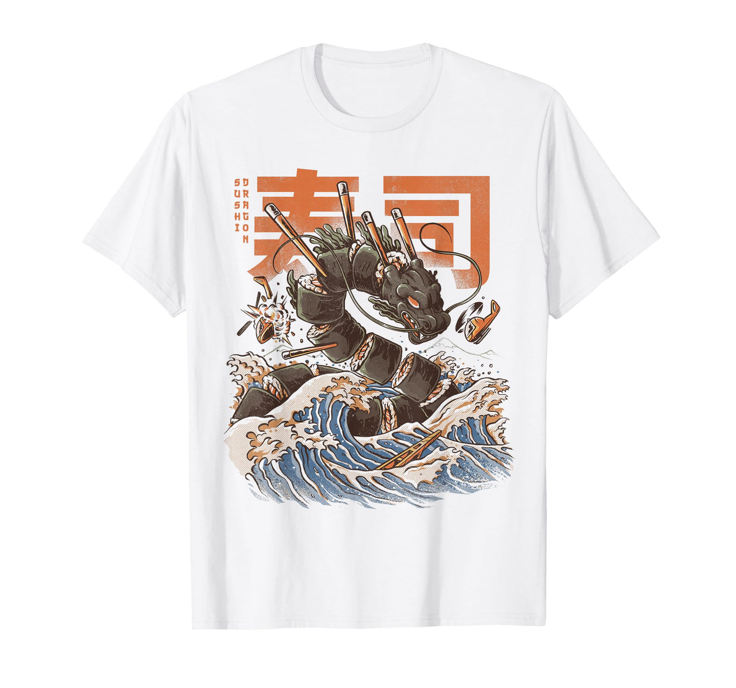 Great Sushi Dragon Japanese Food Kawaii Dragon Anime T-Shirt