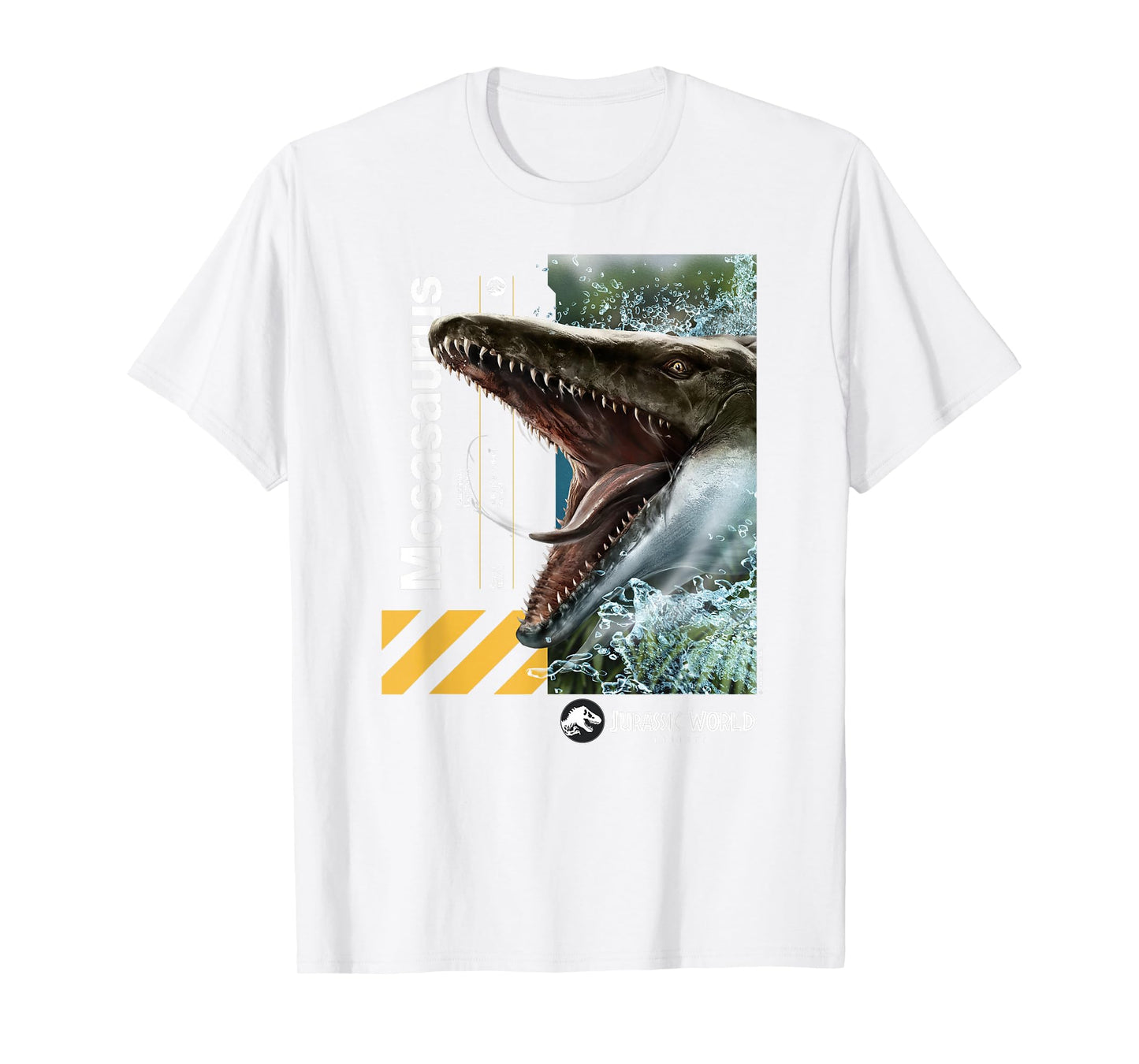 Jurassic World Mosasaurus T-Shirt - Unisex-Adults/Kids, Black, Small, Short Sleeve, Cotton, Solid, Crew Neck, Modern Classic Fit Lightweight