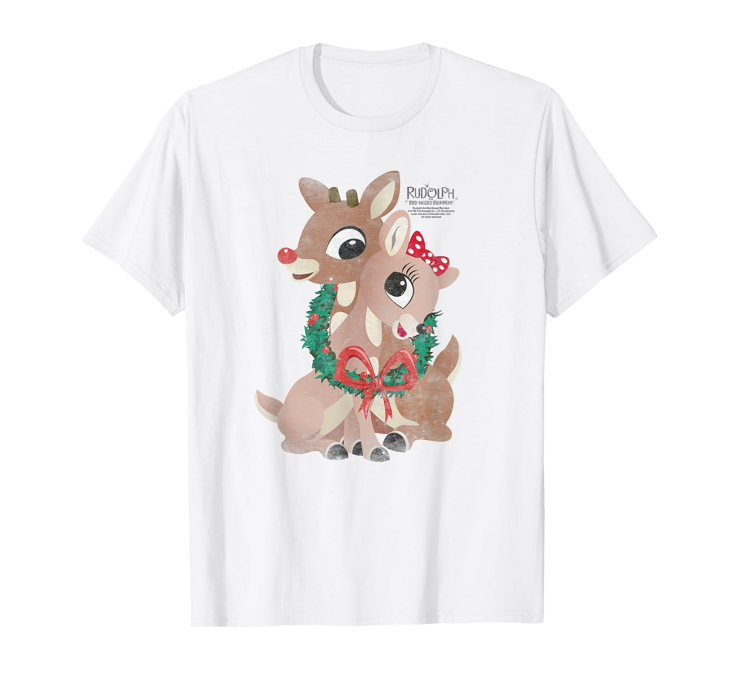 Rudolph and Clarice Holiday Wreath Vintage Christmas T-Shirt
