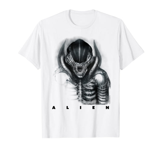 Aliens Iconic Epic Xenomorph Faded Big Chest Epic Portrait T-Shirt