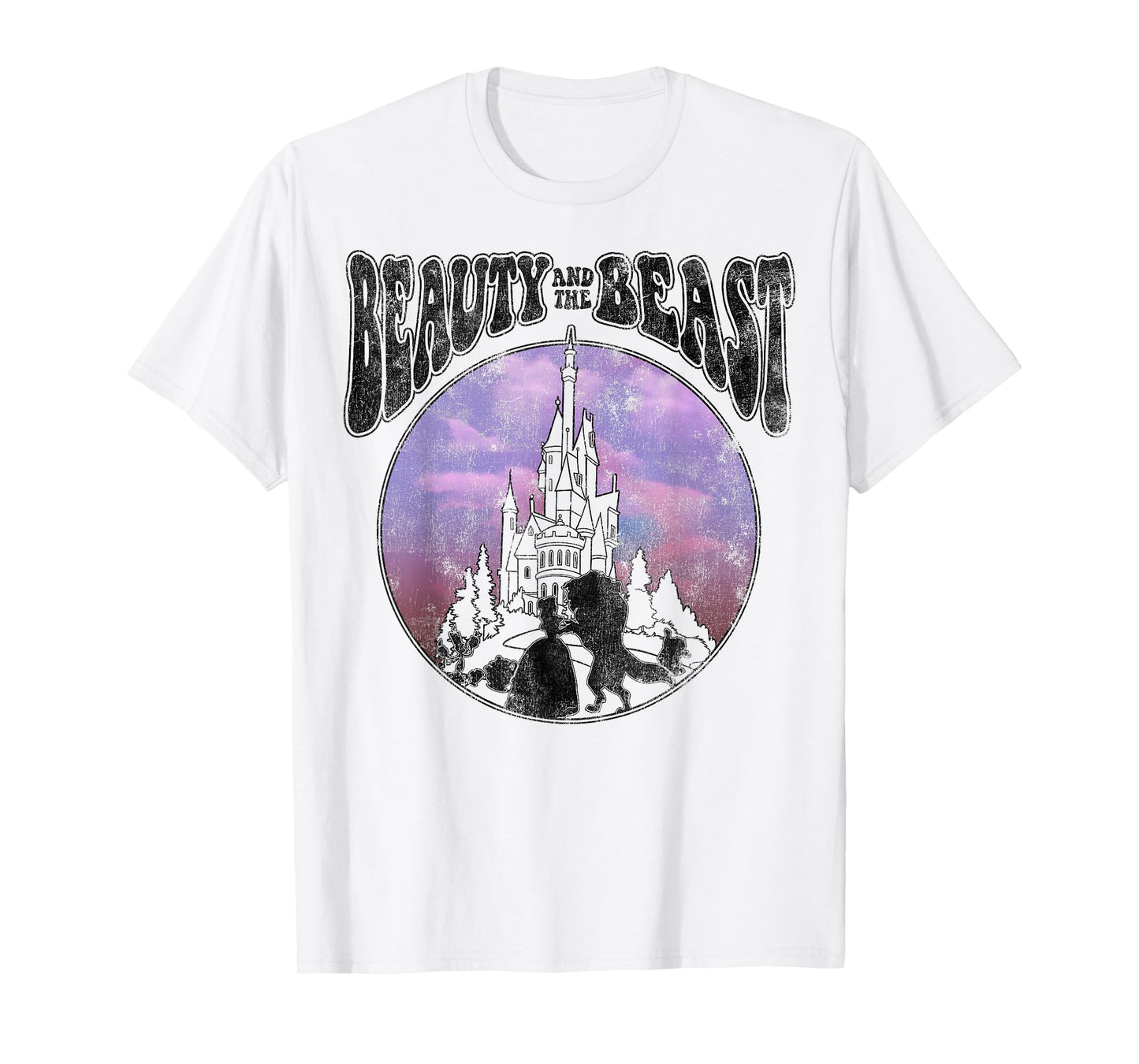 Disney Beauty and the Beast Watercolor Palace Silhouettes T-Shirt