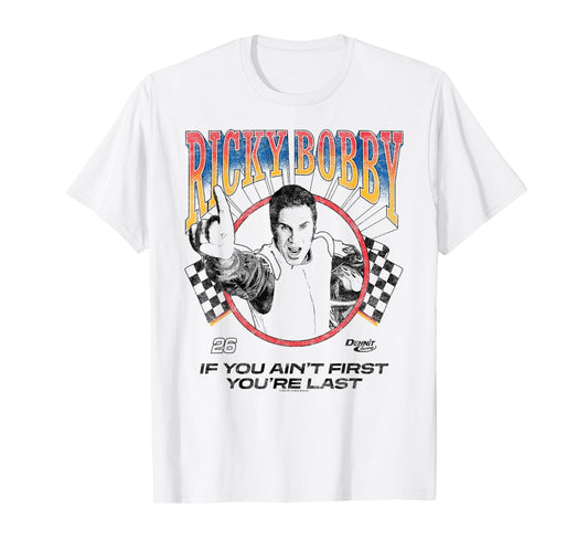 Talladega Nights Ricky Bobby Outline Checkered Flags Movie T-Shirt