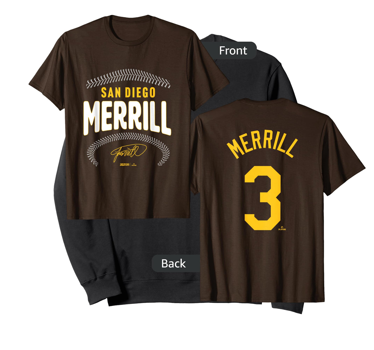Jackson Merrill San Diego Name & Number (Front&Back) MLBPA T-Shirt