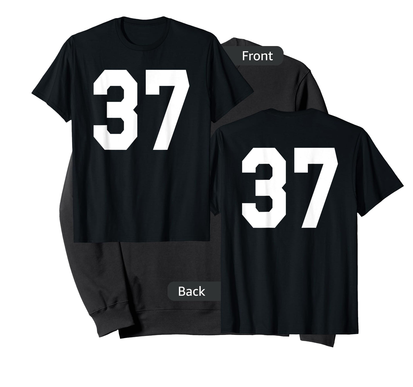 Number 37 Sports Jersey Front and Back Team Player T-Shirt