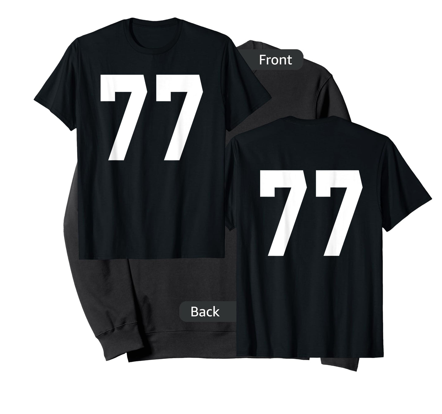 Number 77 Sports Jersey Front and Back Team Player T-Shirt