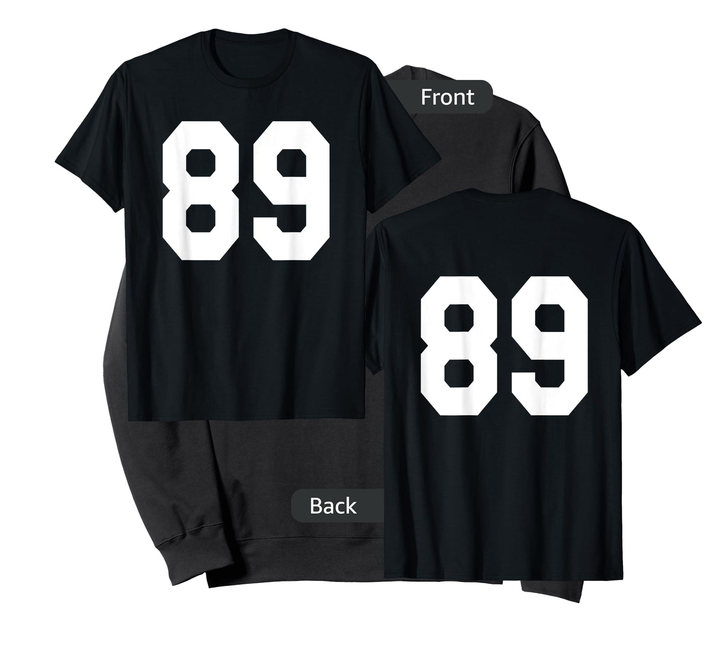 Number 89 Sports Jersey Front and Back Team Player T-Shirt