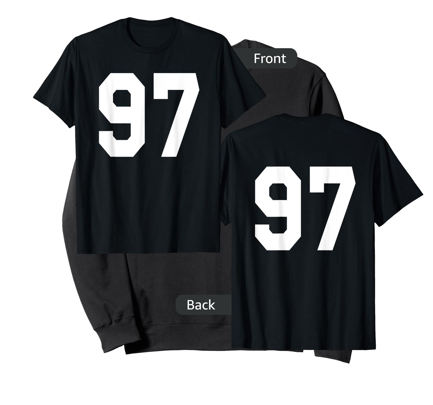 Number 97 Sports Jersey Front and Back Team Player T-Shirt