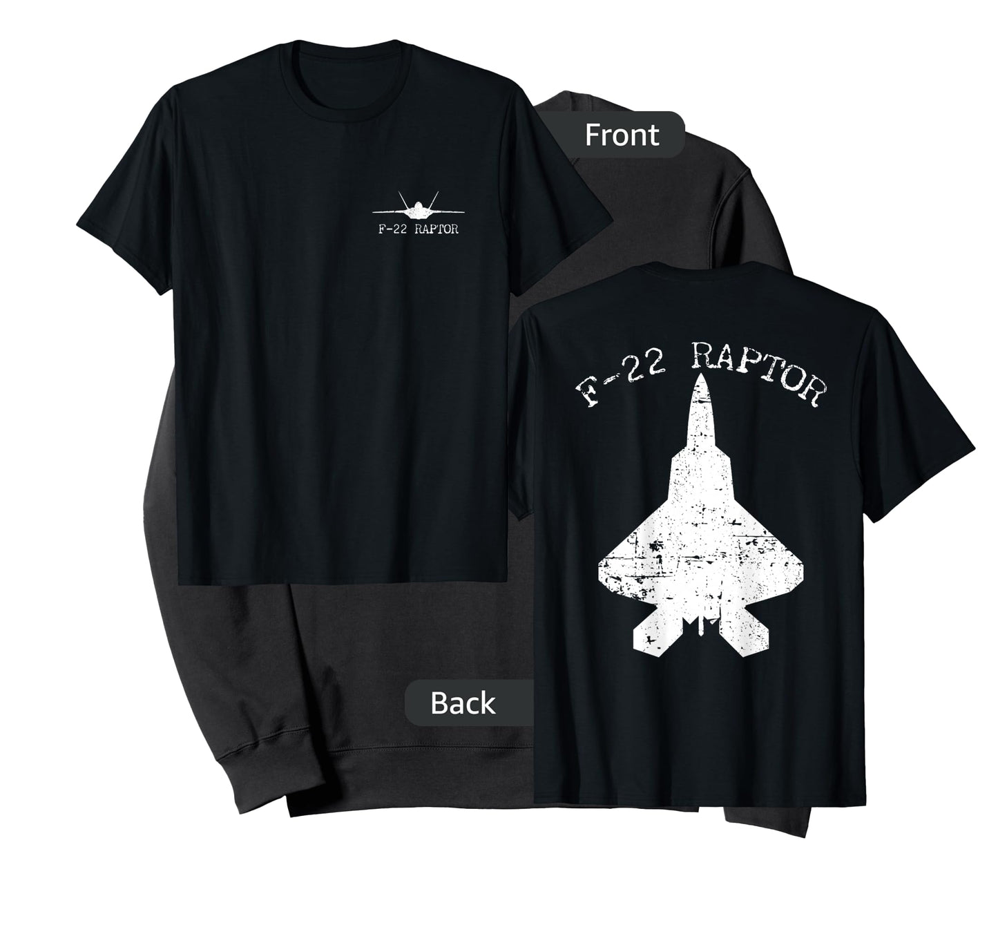 F 22 Raptor Fighter Jet Distressed Silhouette T-Shirt