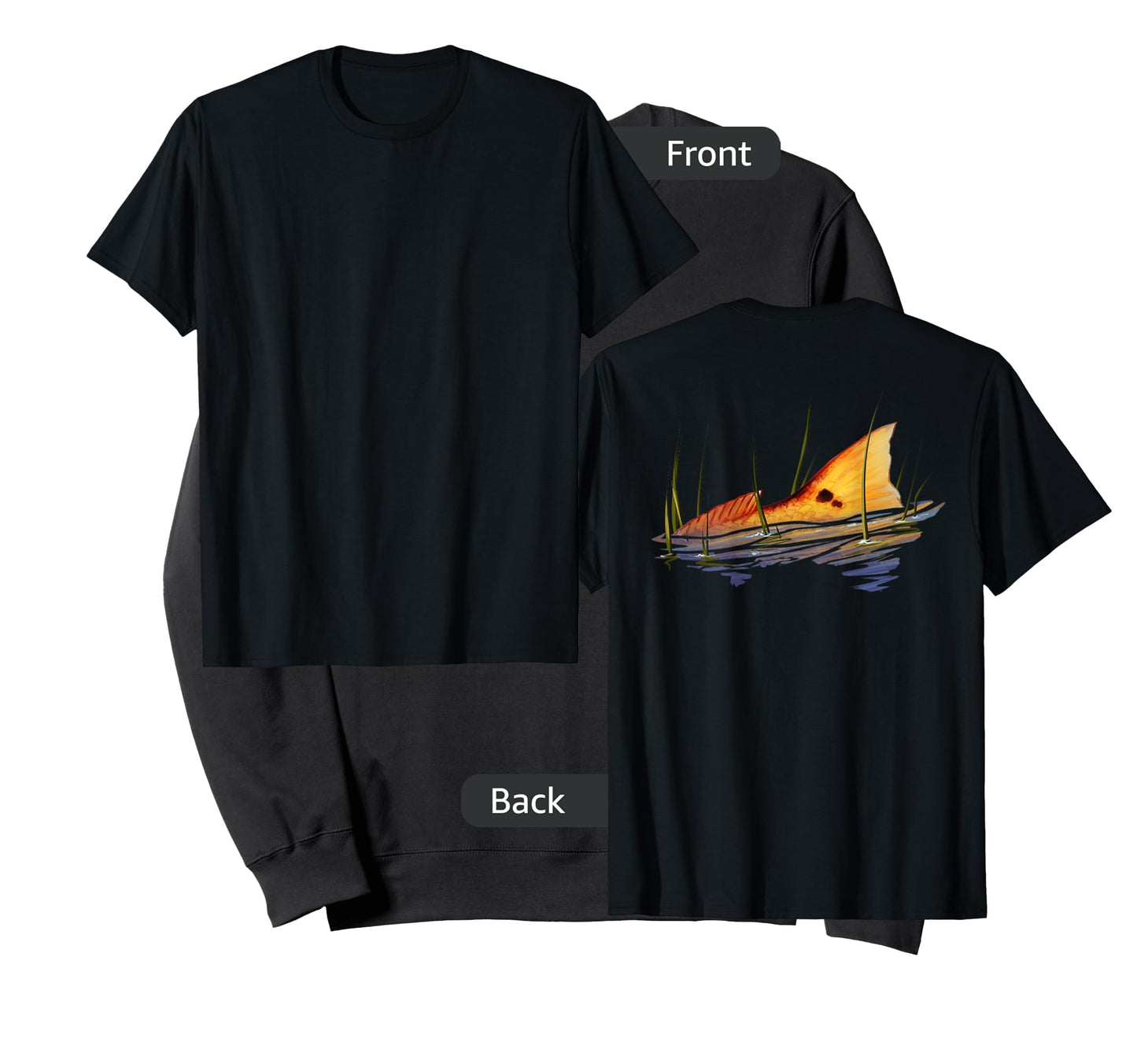 BACK PRINT Tailing Redfish | Red Drum Fish | Redfish Tail T-Shirt