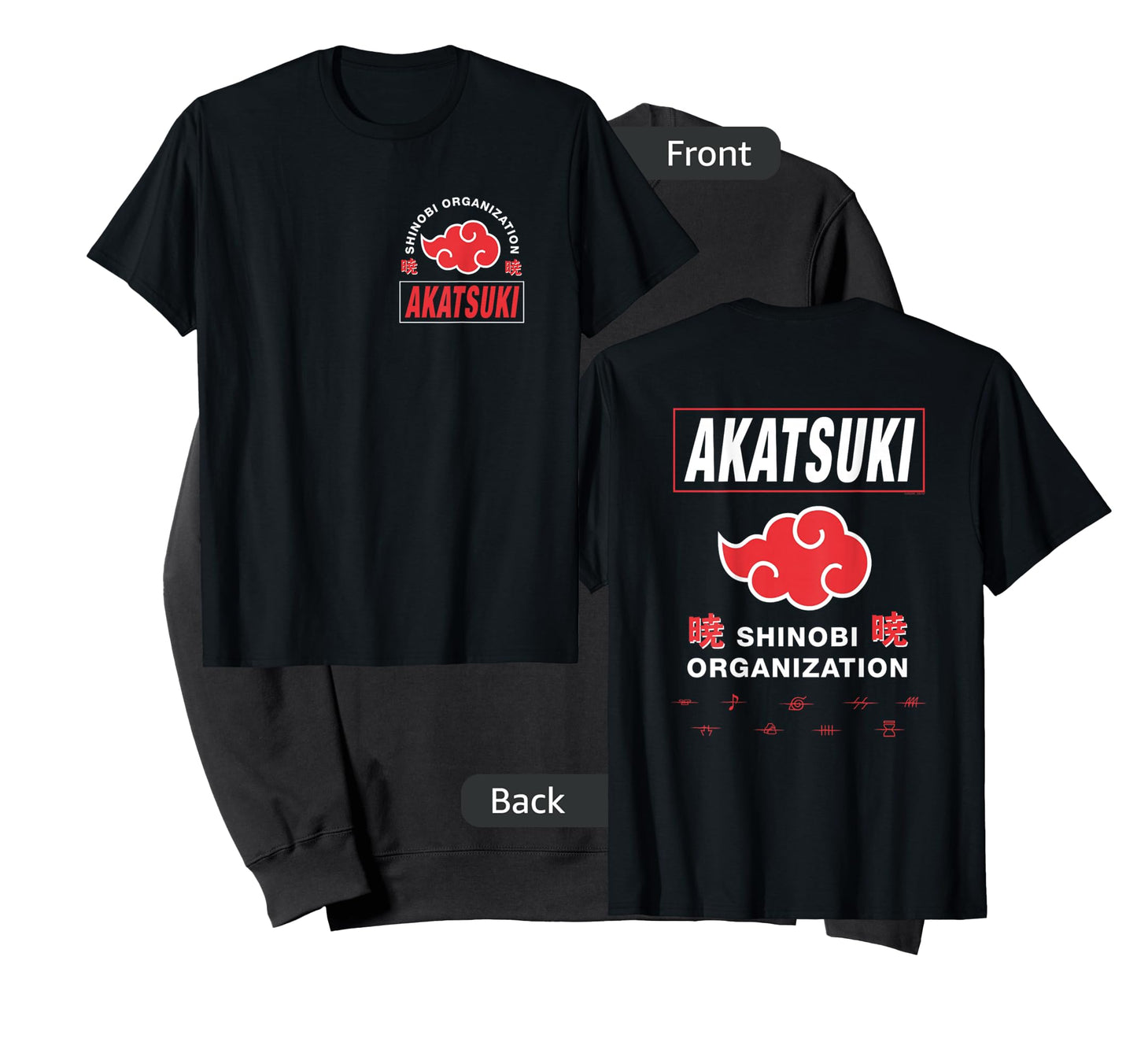 Naruto Shippuden Akatsuki Shinobi Org Front Back Anime T-Shirt