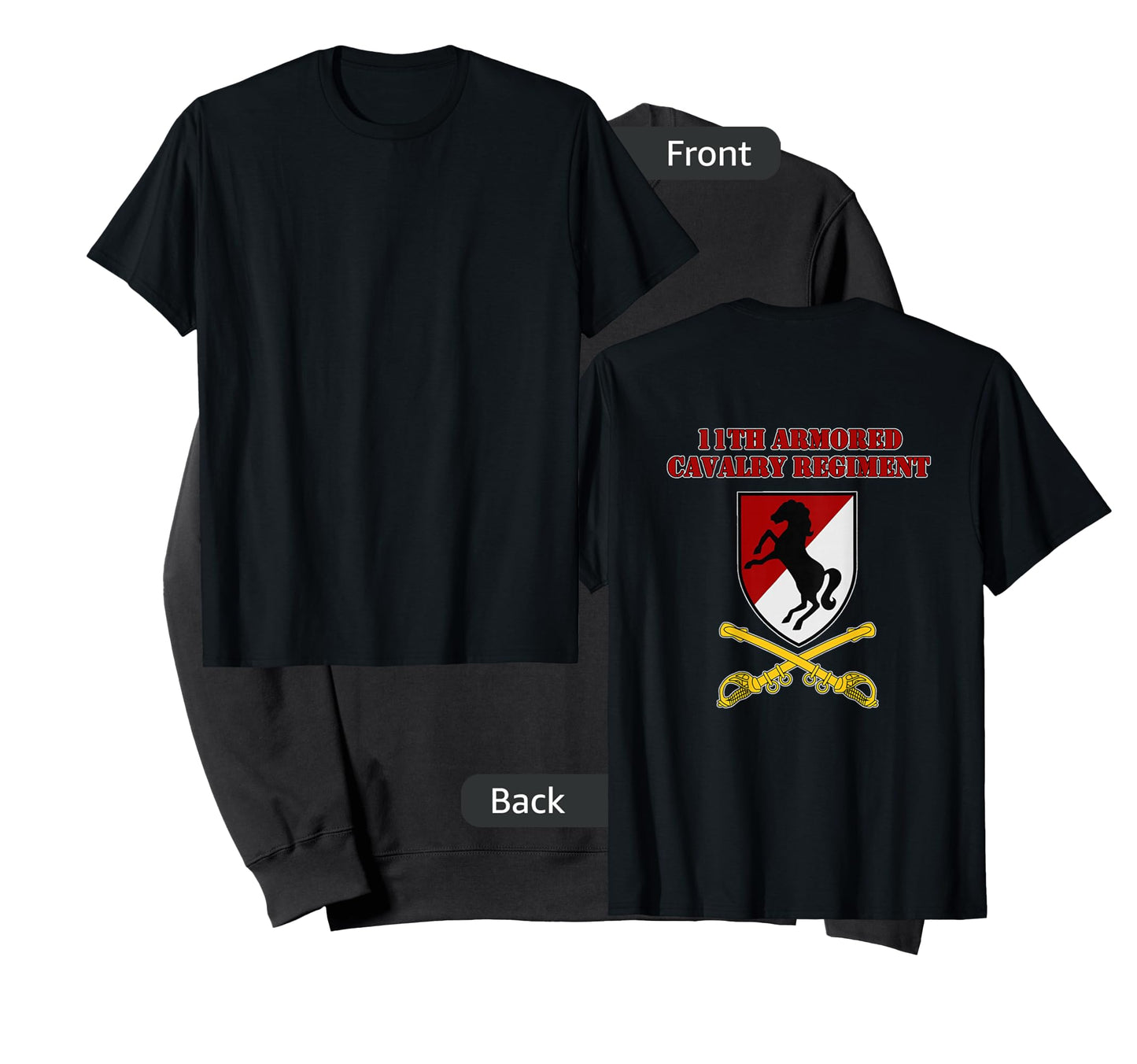 11th Armored Cav Regiment - for 11th ACR vets design on back T-Shirt