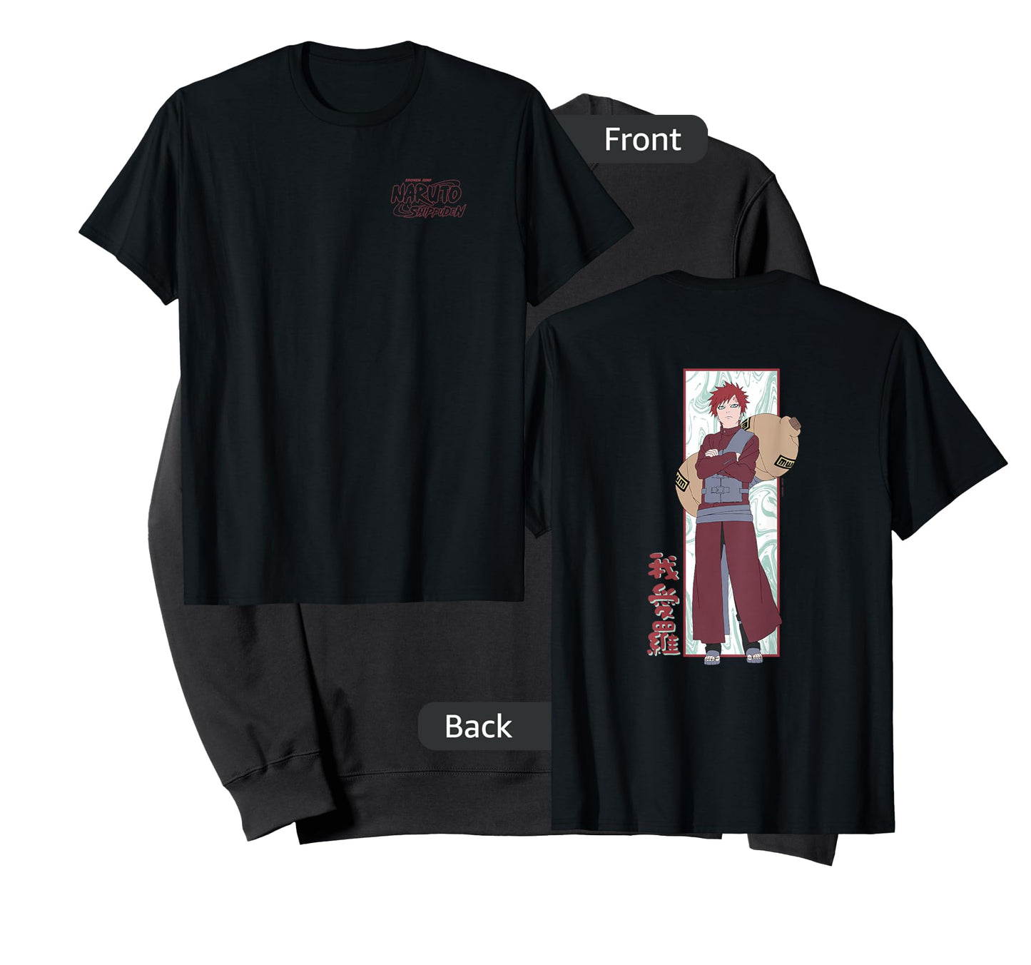 Naruto Shippuden Gaara Marble Background Front Back Anime T-Shirt