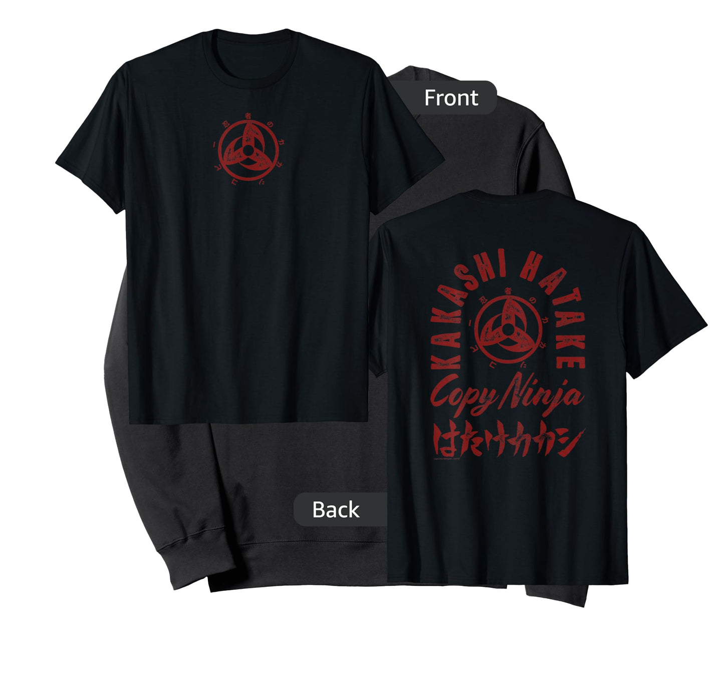 Naruto Shippuden Kakashi Hatake Ninja Front and Back Anime T-Shirt