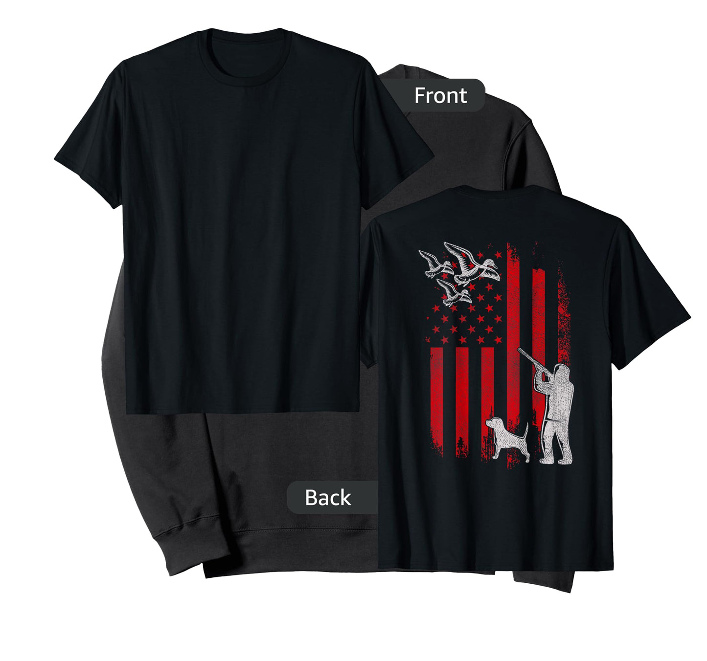 Duck Bird Hunter Distressed USA American Flag Hunting Squad T-Shirt for Women Kids Men