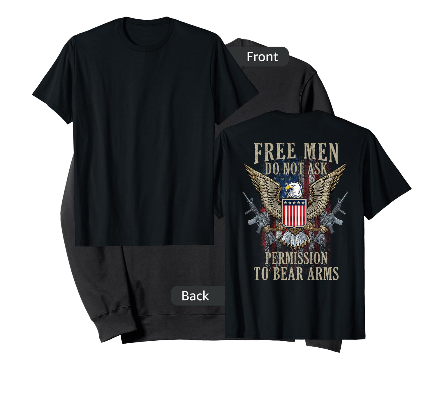 Free Men Do not ask Permission to Bear Arms Pro 2A On Back T-Shirt
