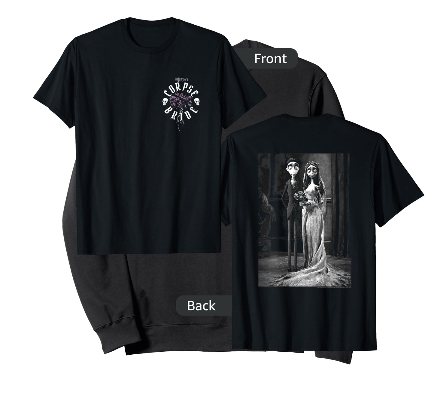 Corpse Bride Front and Back Victor Emily Marriage Movie T-Shirt