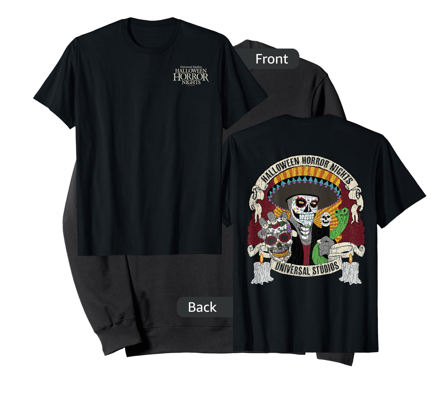 Halloween Horror Nights HHN Dia De Los Muertos Front & Back T-Shirt