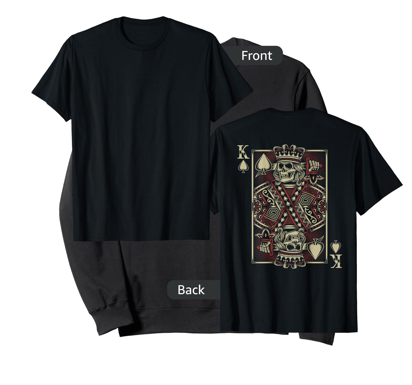 Skull Motorcycle Shirt Biker King of Spades Poker Card Game