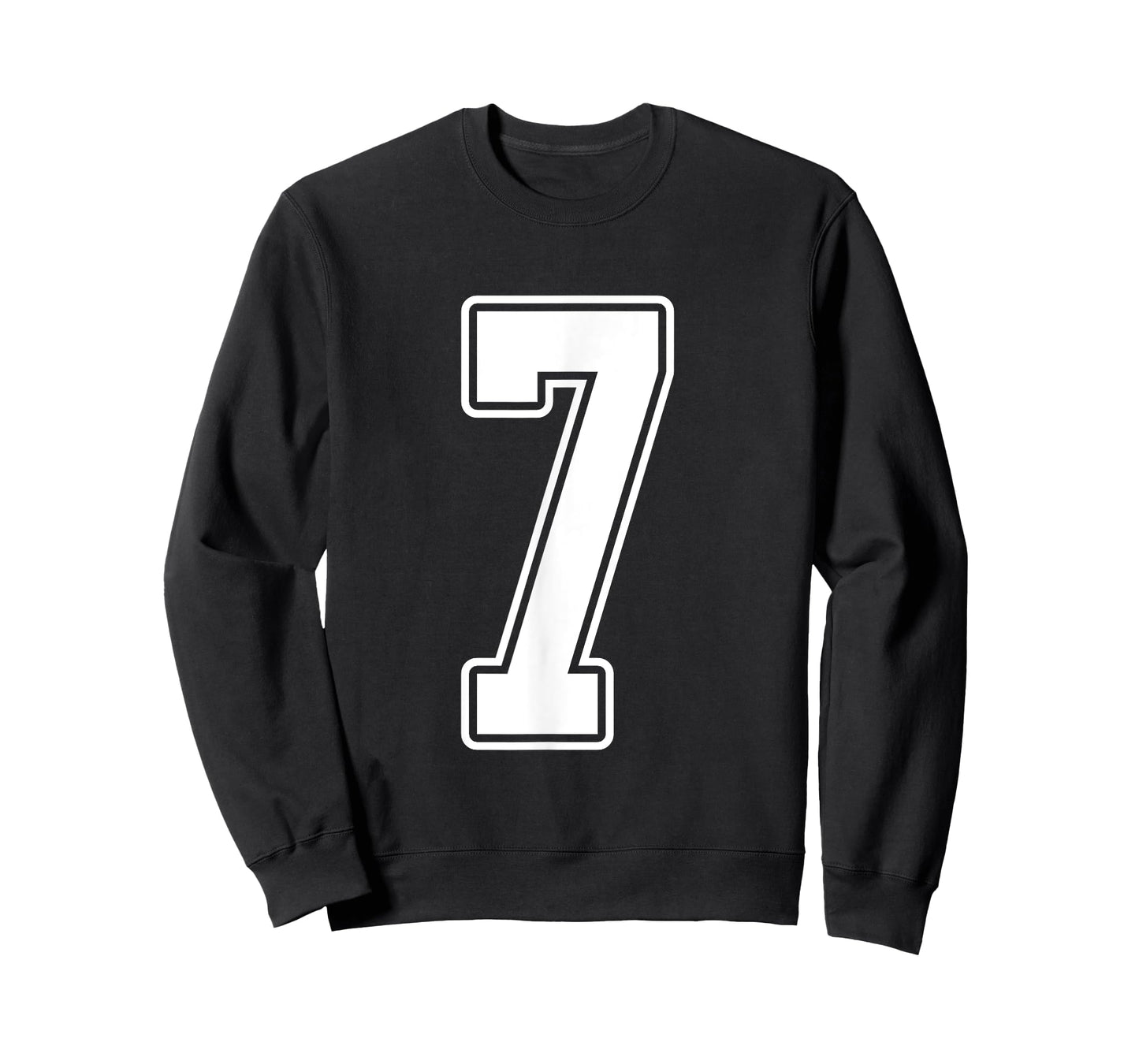 #7 White Outline Number 7 Sports Fan Jersey Style T-Shirt