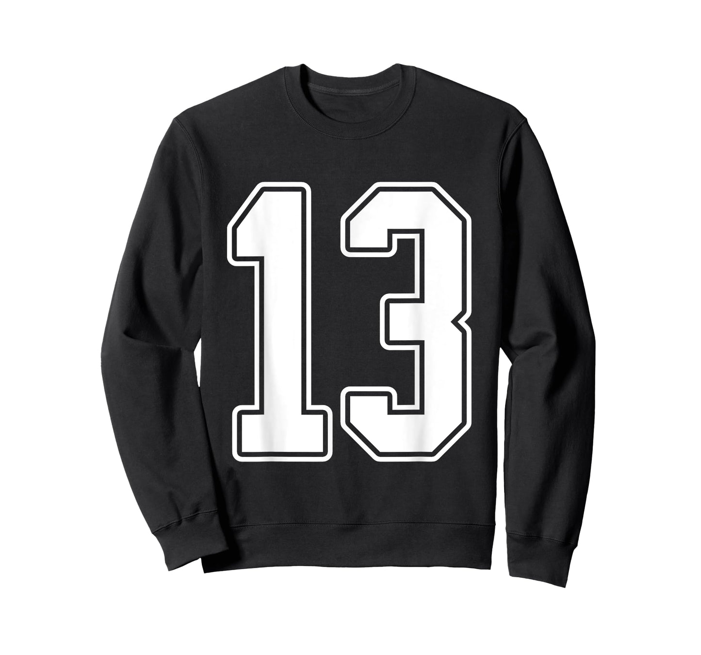 #13 White Outline Number 13 Sports Fan Jersey Style T-Shirt