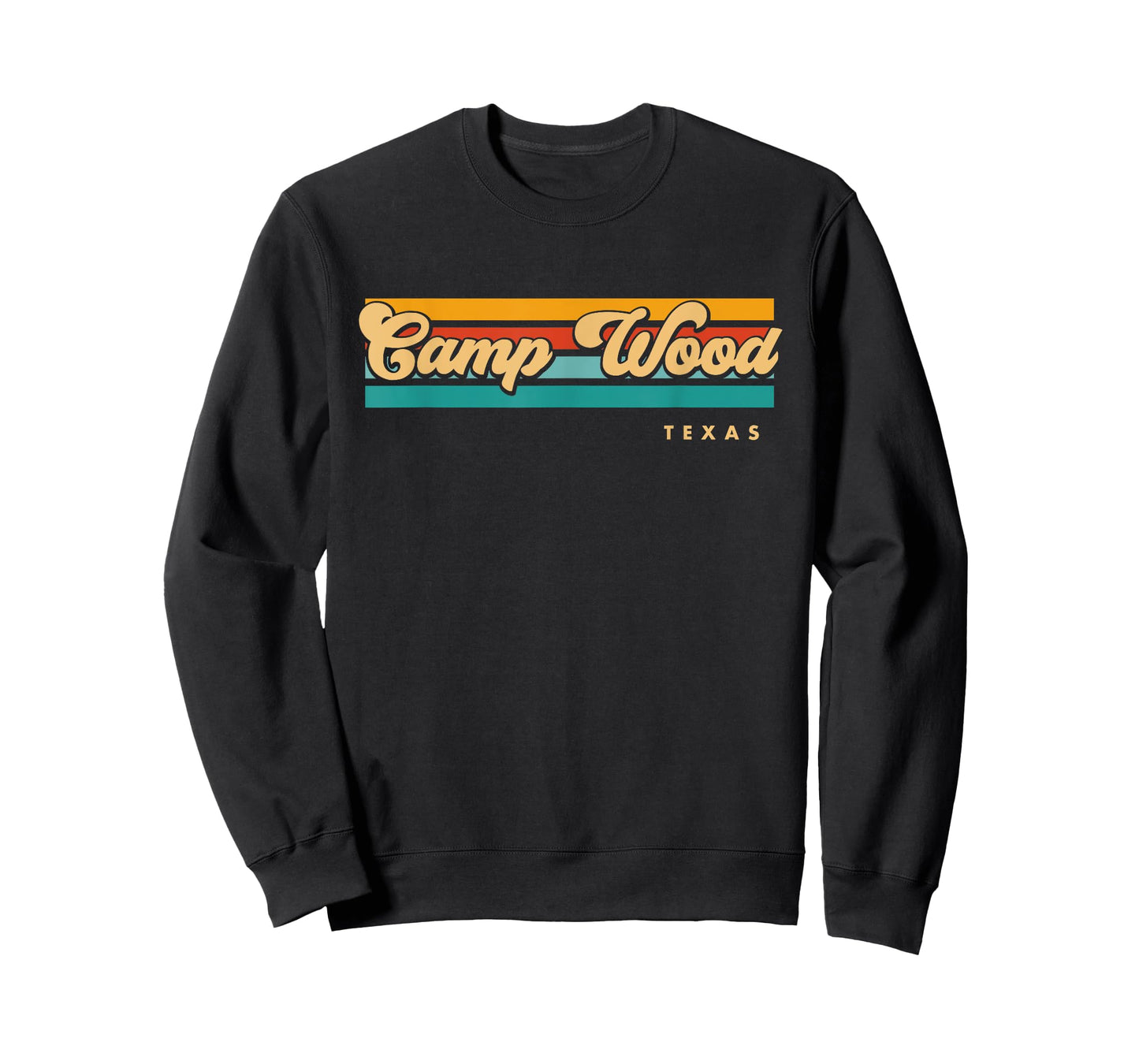 Vintage Sunset Stripes Camp Wood, Texas T-Shirt