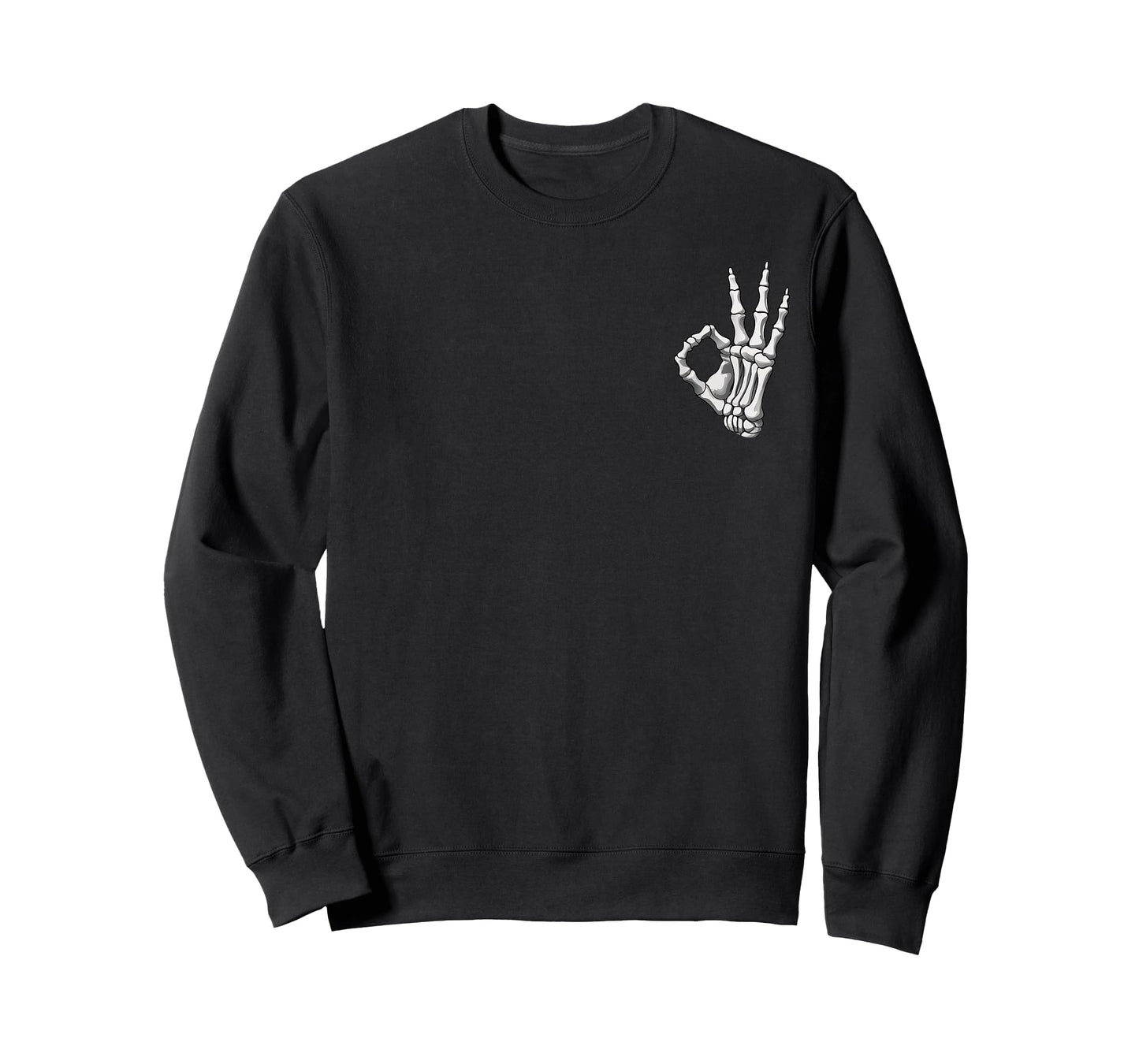 Skeleton Hand OK Sign Retro Halloween Pocket Men Women Girl T-Shirt