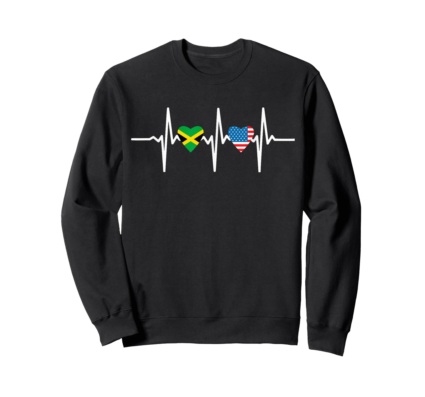 Half American Jamaican Usa America Jamaica Flag Heartbeat T-Shirt