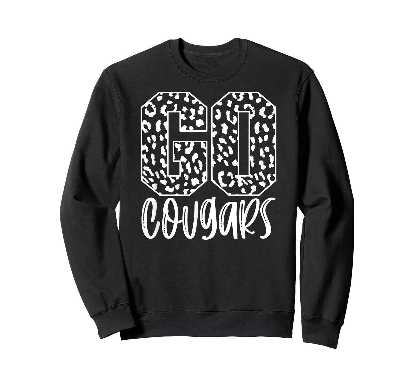 Cougars Team Mascot School Spirit Game Night Leopard Print T-Shirt