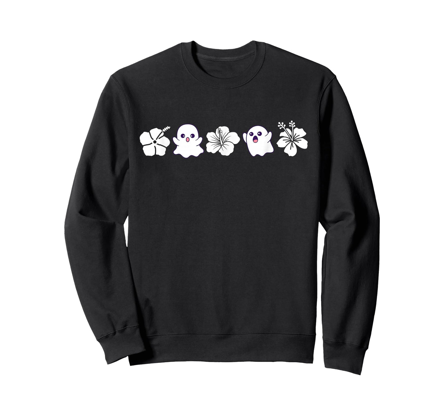 Halloween Hawaiian Flower Tee | Ghosts & Tropical Hibiscus T-Shirt