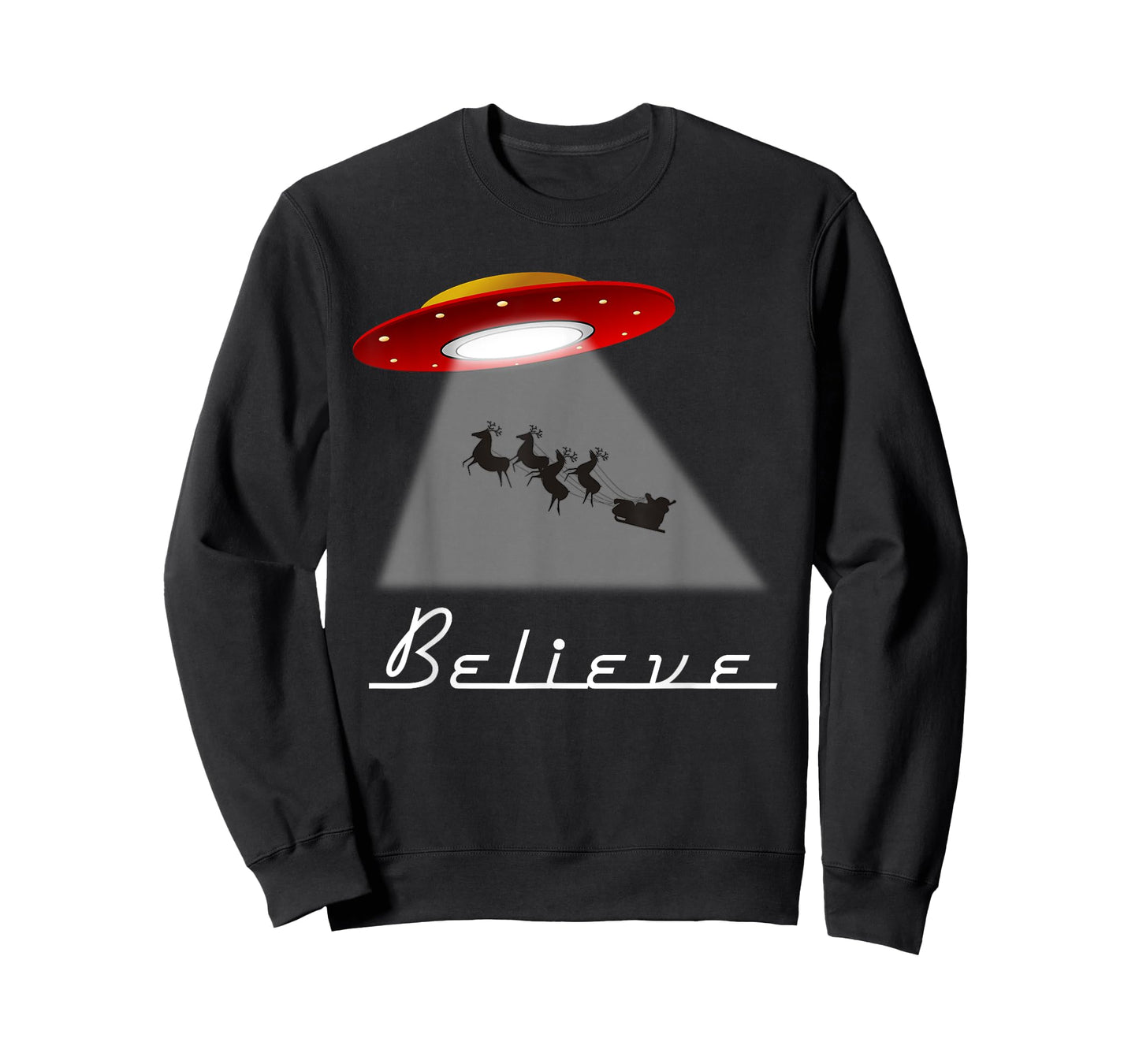 Funny Alien Christmas Shirt Believe UFO Santa Abduction Gift T-Shirt