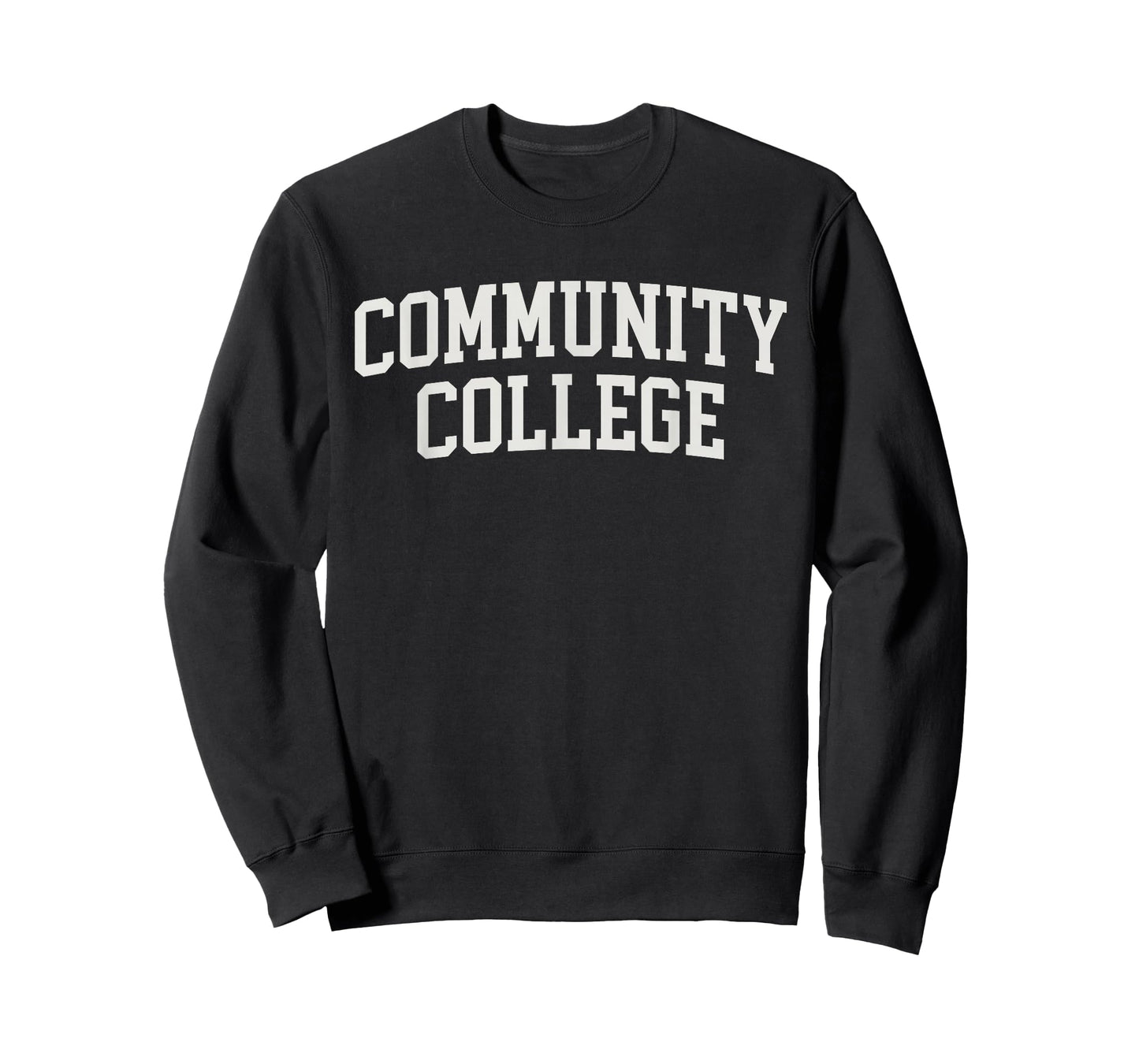 The College Custodians Community College Arched College Font Funny Black T-Shirt
