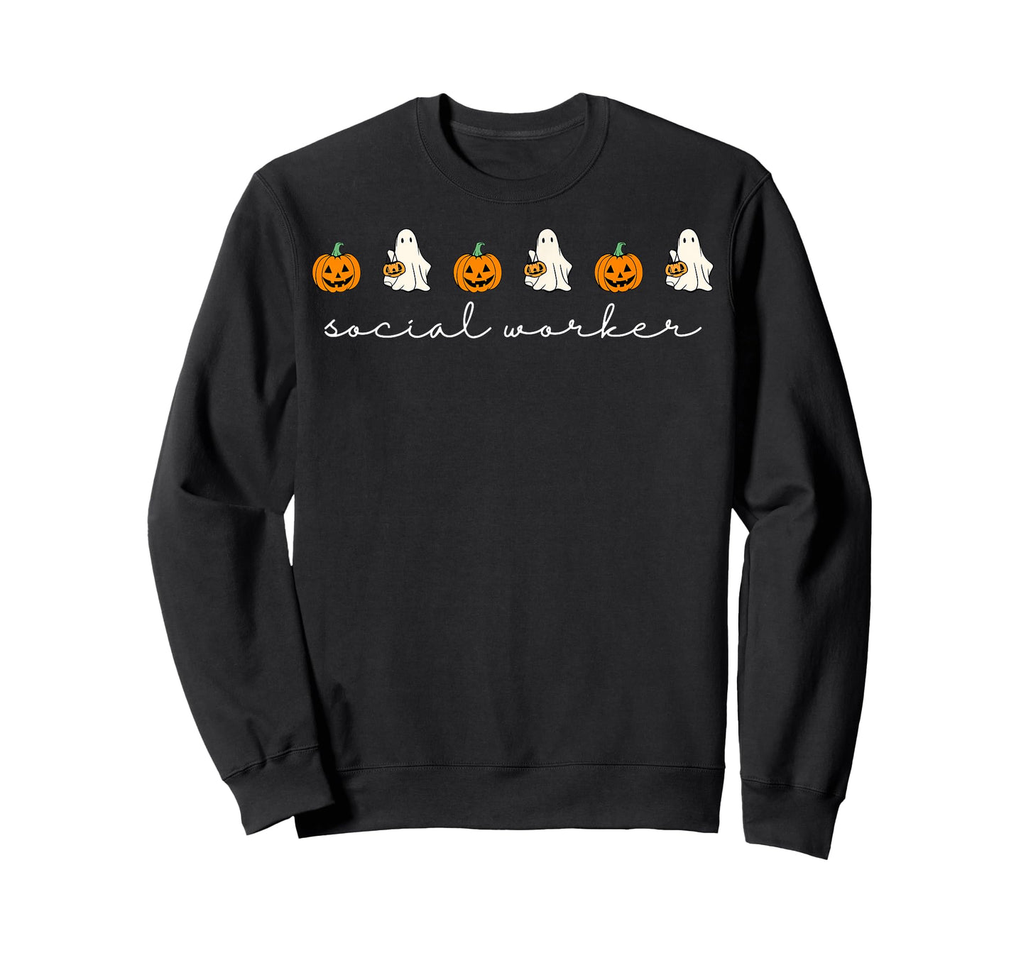 Retro Social Worker Pumpkin Ghost Fall Halloween Social Work T-Shirt