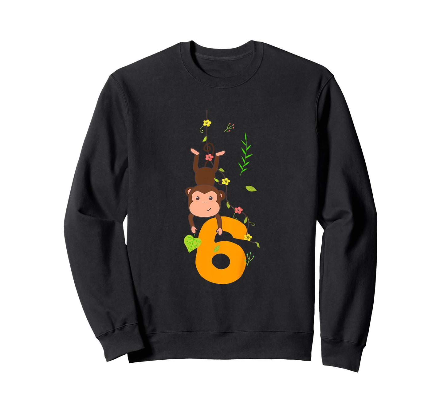 Kids Funny Cute Monkey Lover 6th Birthday Six 6 Yr 6 Year Old T-Shirt